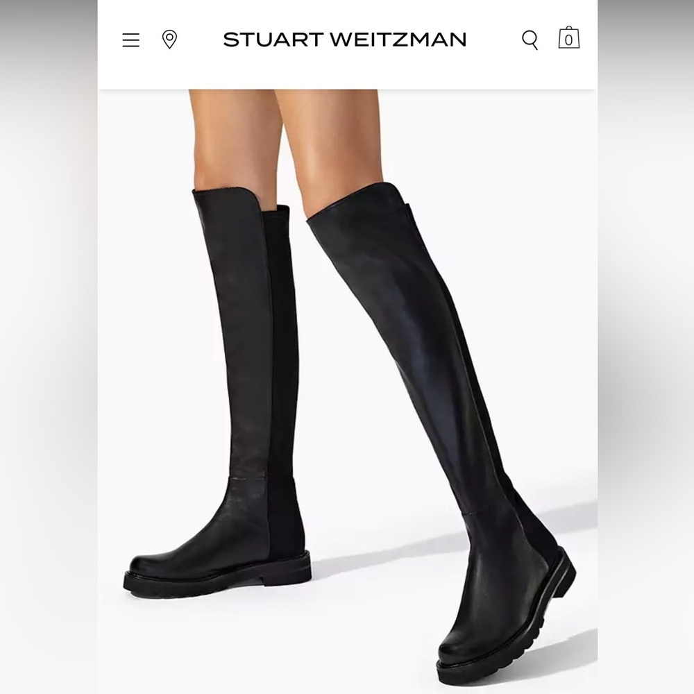 Stuart Weitzman Black Leather 5050 Over the Knee Boot NWT